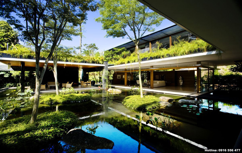 Không gian rất xanh trong nhà vườn hiện đại tại Singapore